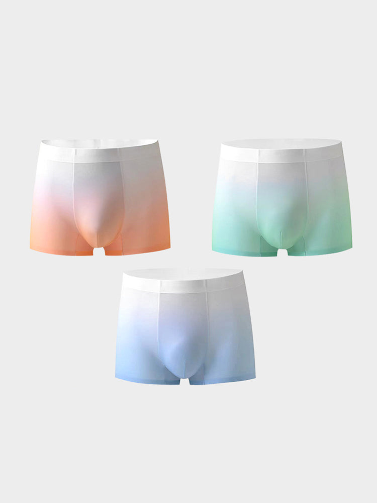 3 Pack Men's Ice Silk Gradient Quick-Dry Ultra-Thin Breathable Antibacterial Trunks