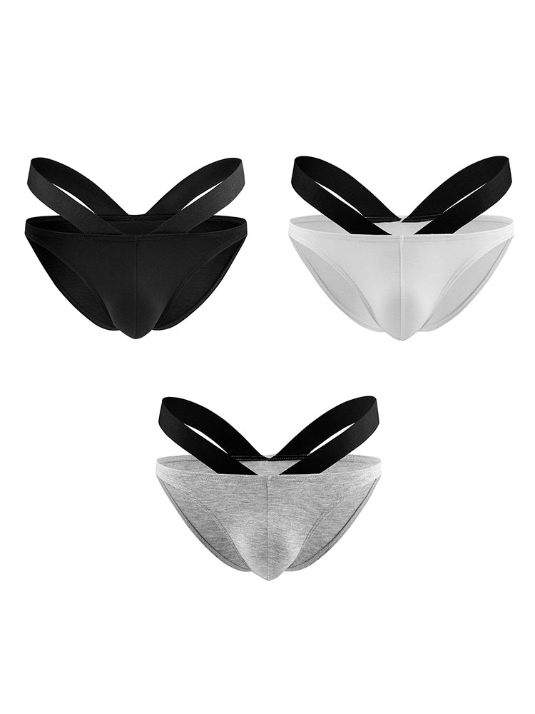 3-pack Men's Double-layer Pouch V-neck Double-waist Bikini