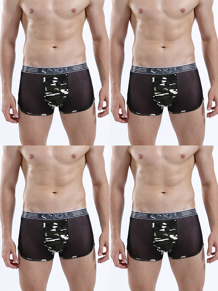 4-pack Men's Cotton Seamless Mesh Breathable Boxer Briefs