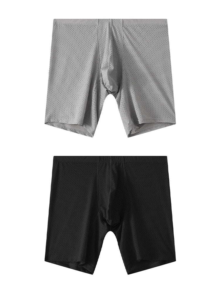 2 Pack Men's Mesh Transparent Sports Fitness Loose Boxer Briefs