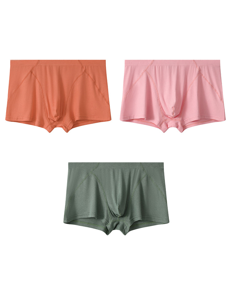 3 Pack Men's Breathable Comfort U-Shaped Raised Pocket Ribbed Briefs