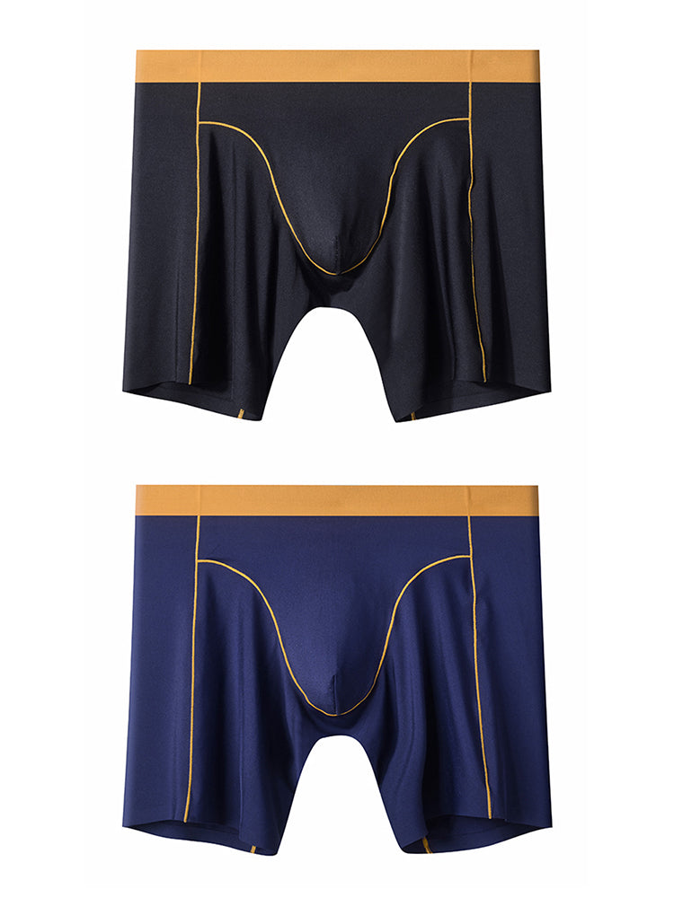 2 Pack Men's Sports Anti-Chafing Ice Silk Quick-Dry Boxers Briefs & Midway Briefs