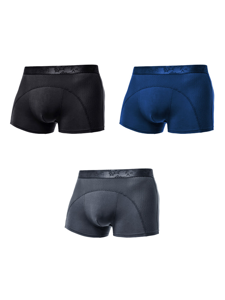 3 Pack Men's Ice Silk Sports Breathable Boxer Briefs