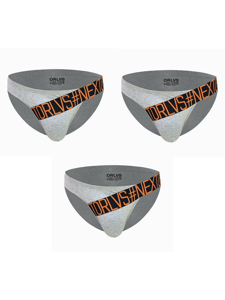 3 Pack Men's Low Rise Cotton Sexy Fashion U Convex Comfort Briefs