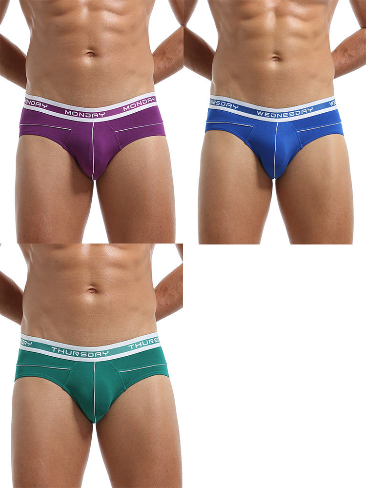 3 Pack Men's Comfortable Sporty Breathable Low-Waist Sexy Briefs
