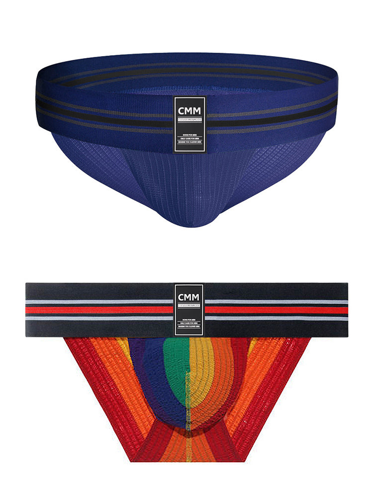 2 Pack Men's High-Stretch Rainbow Sports Comfort Bikini