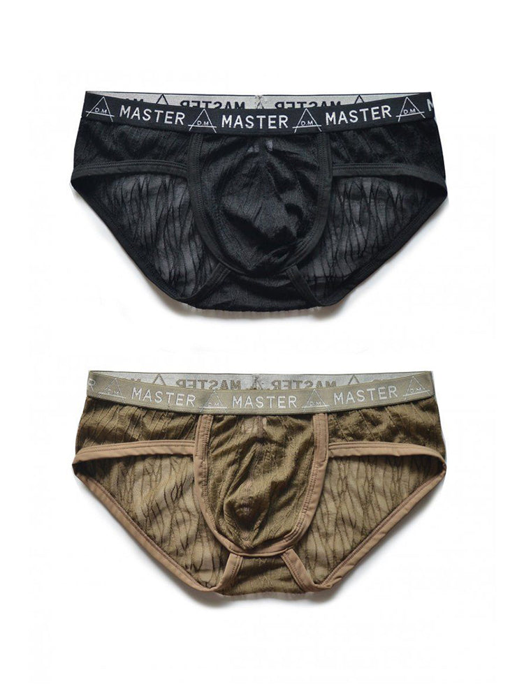 2 Pack Men's Low-Rise Sexy Lace U-Pouch Briefs