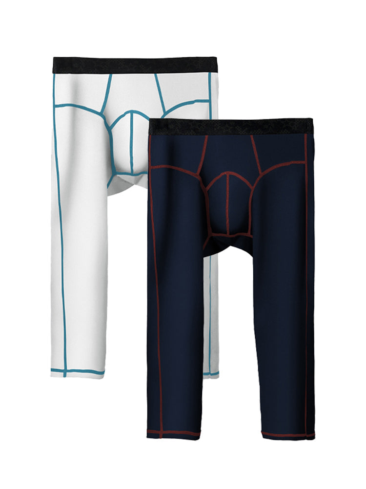 2-pack Men's Large Size High Elastic U-shaped Convex Pocket Warm Cropped Trousers