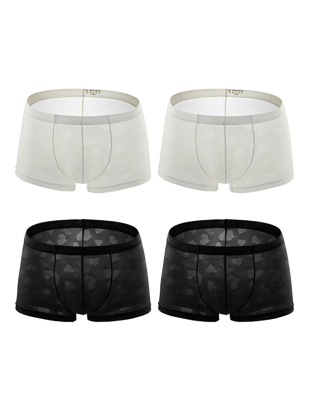 4 Pack Men's Sexy Heart Mesh Trunks