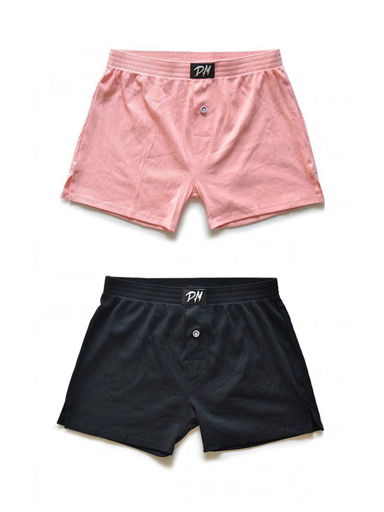 2 Pack Low-Rise Cotton Casual Solid Boxers
