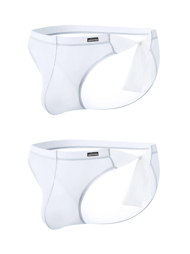2 Pack Men's Nylon Ultra-Thin Breathable Semi-Transparent Sexy Briefs