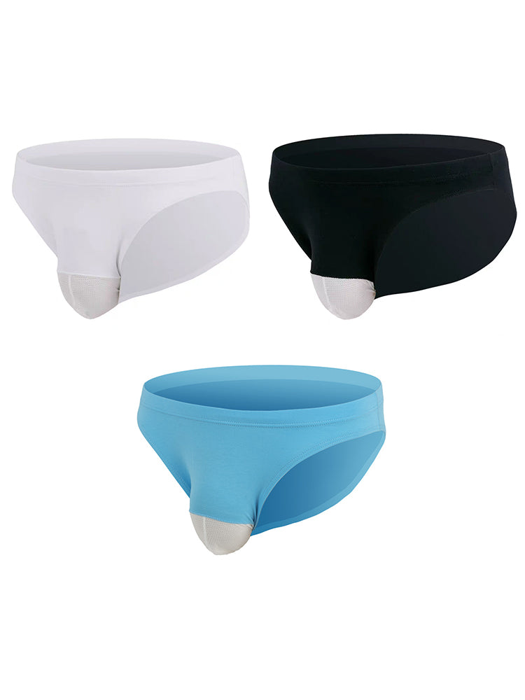3-pack Men's Sexy Low-rise Mesh Cotton Briefs
