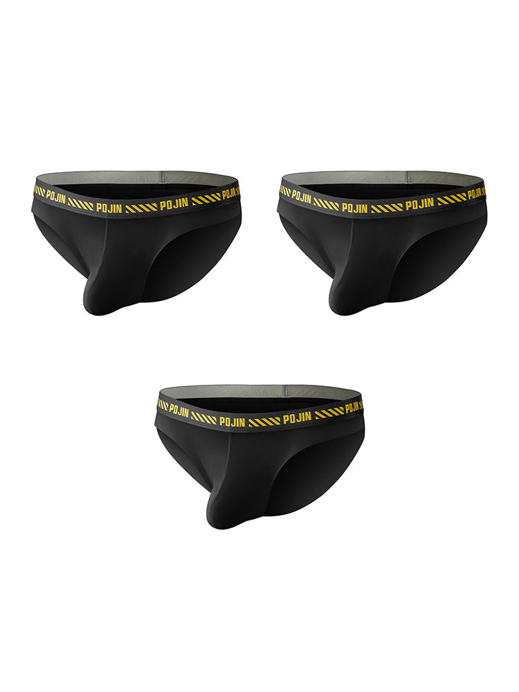 3 Packs of Men's Breathable Sports Ice Silk Seamless Briefs