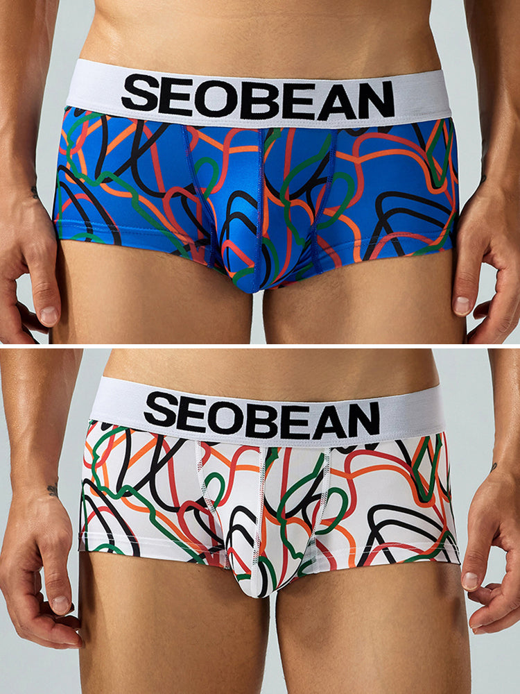 2 Pack Men's Comfortable Breathable Messy Lines Polyester Boxer Briefs