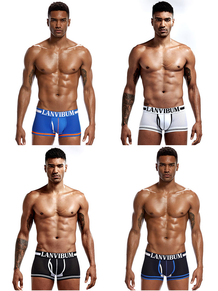 4 Pack Men's Mesh Breathable Quick-Dry Sexy Nylon Trunks