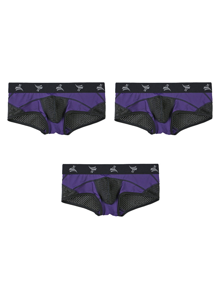 3 Pack Men's Nylon Mesh Breathable U-Pouch Trunks