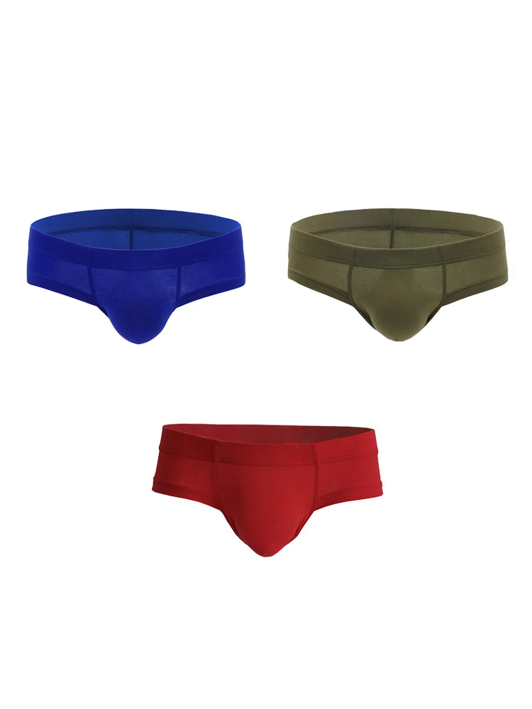 3 Pack Men's Cotton Solid U-Shaped Pouch Briefs