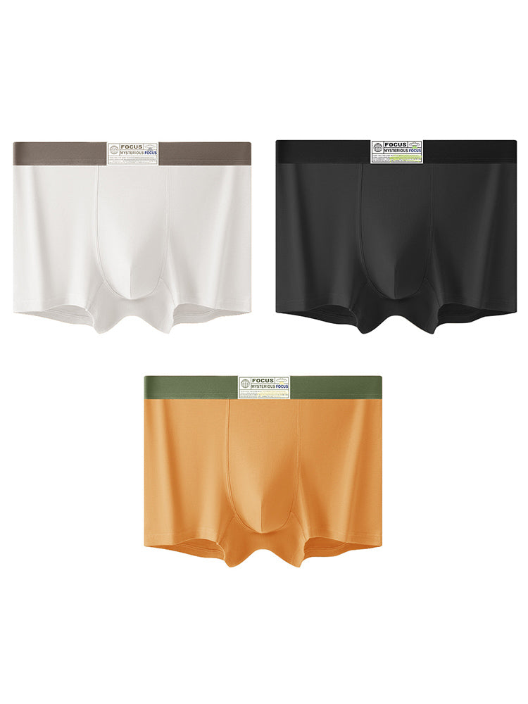 3 Pack Men's Cotton Breathable Antibacterial Quick-Dry U-Shaped Trunks