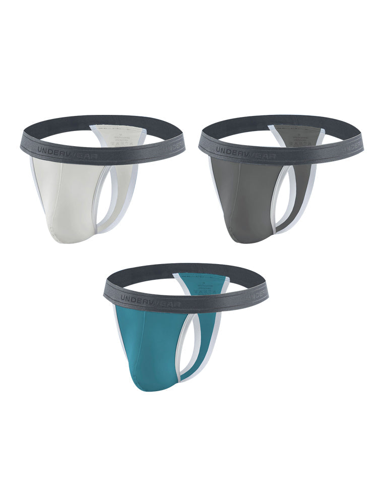 3 Pack Men's Contoured Pouch Ice Silk Thong