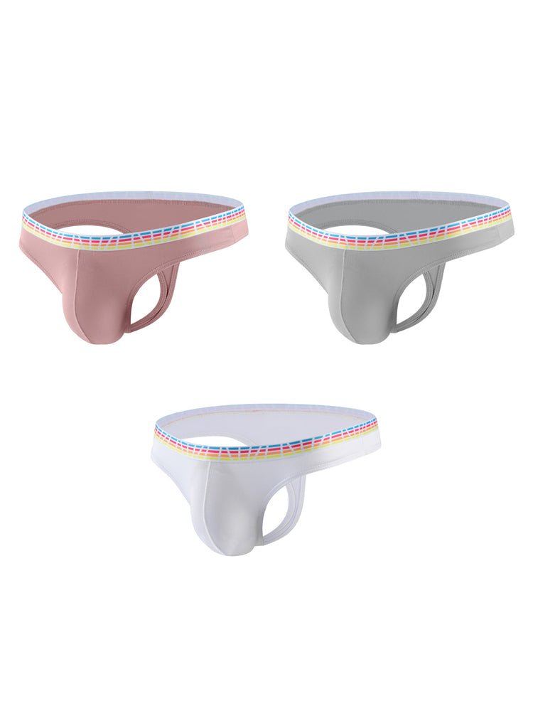 3 Pack Men's Ice Silk Middle-Rise Summer Thongs