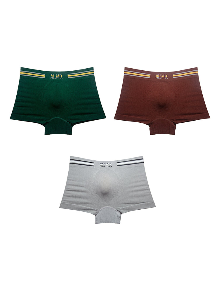3 Pack ALLMIX Men's Sexy Striped Seamless Low Waist Boxers Briefs
