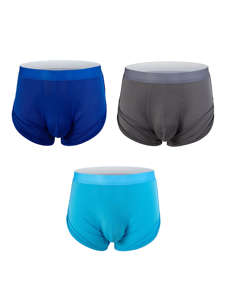 3 Pack Men's Mid Waist Breathable Mesh Home Aloha Boxers