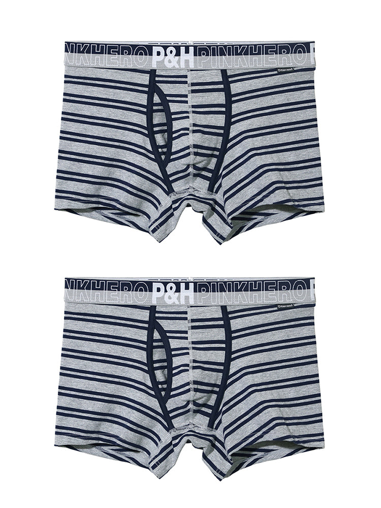 2 Pack European Luxury Brand Personalized Striped Men's Underwear