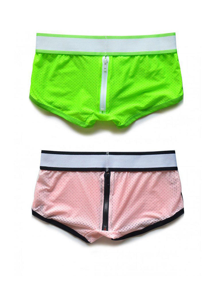 2 Pack Men's Fashionable Low-Rise Zipper Trunks