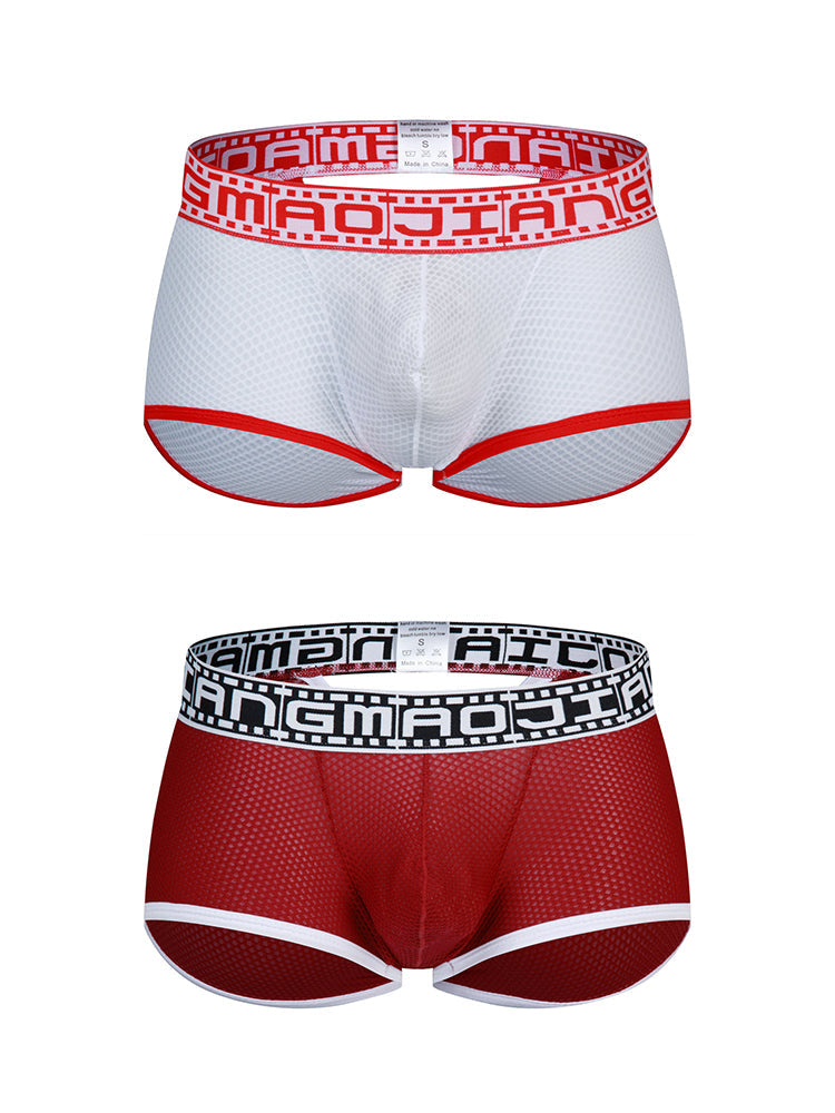 2 Pack Men's Breathable Large Pouch Mesh Fitness Trunks