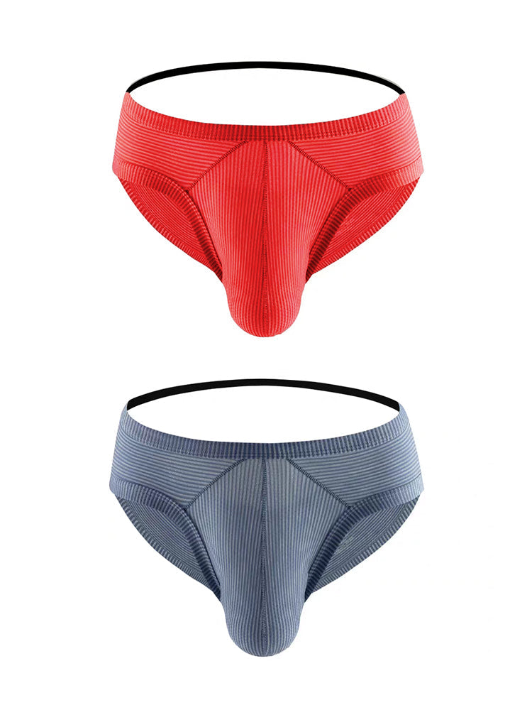 2 Pack Men's Low Rise Back Hollow 3D U-convex Large Pouch T-Back Briefs