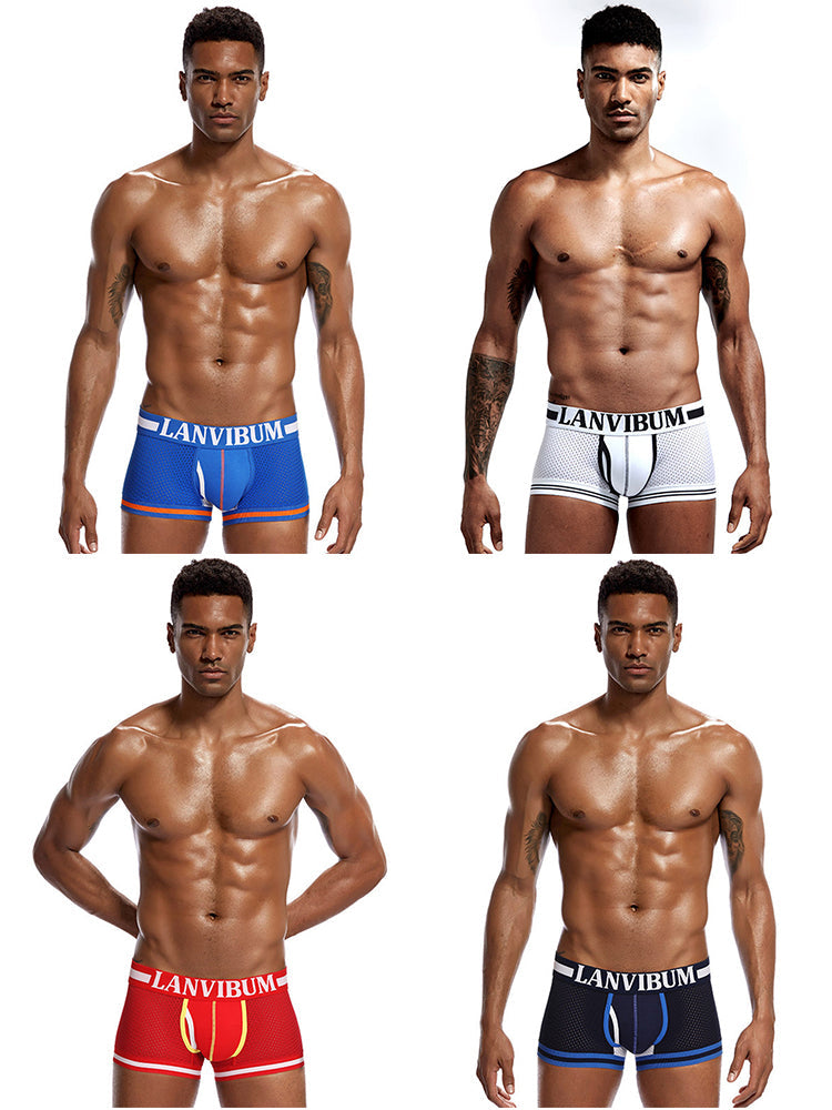 4 Pack Men's Mesh Breathable Quick-Dry Sexy Nylon Trunks