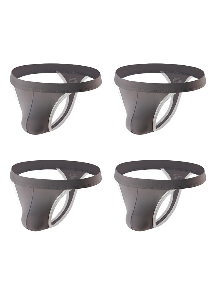 4 Pack Men's Mid-Rise Summer Ice Silk Mesh Thongs