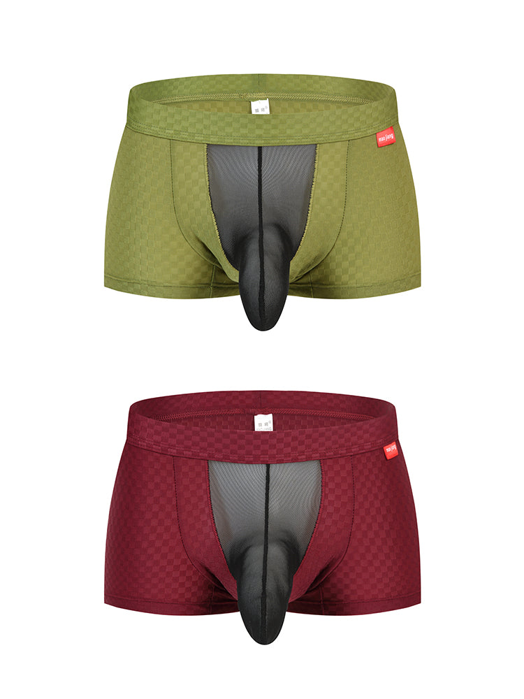 2 Pack Men's U-Pouch Ice Silk Sexy Trunks