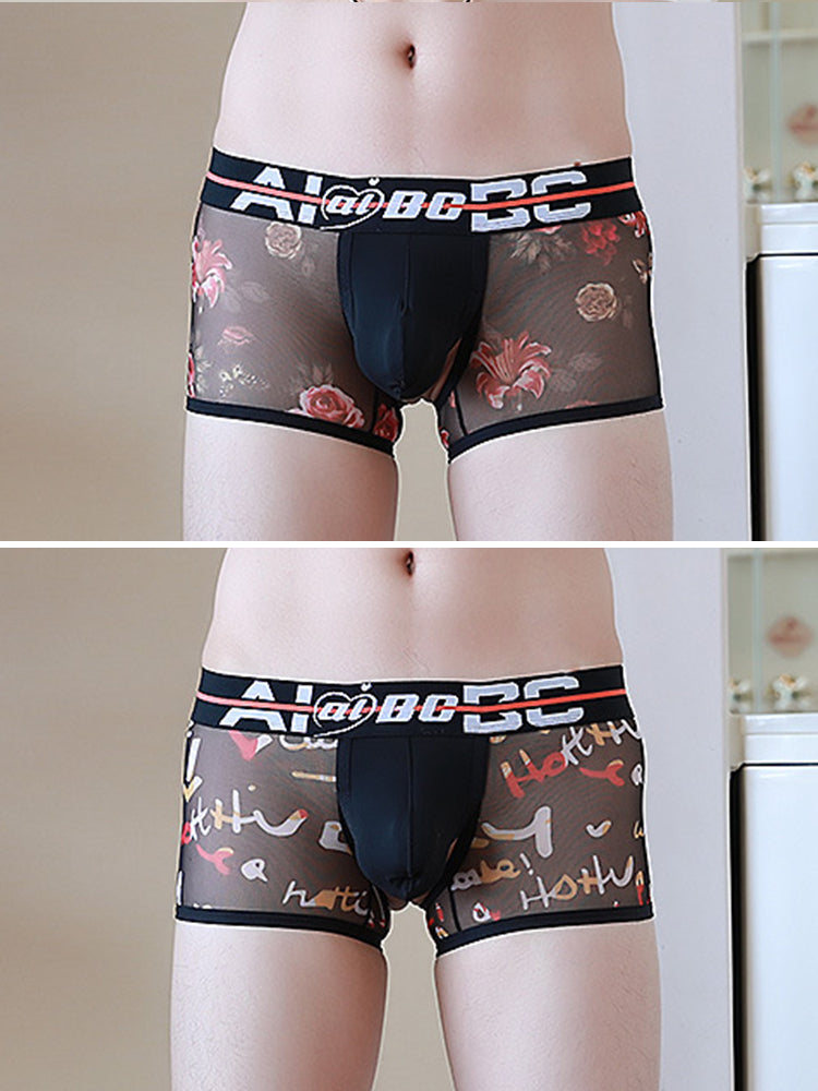 2 Pack Breathable Print Trendy Open-Back Trunks