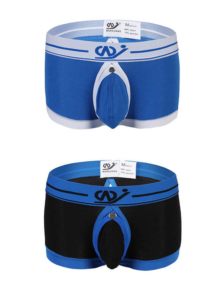 2 Pack Men's Large Pouch Back Opening Sexy Trunks