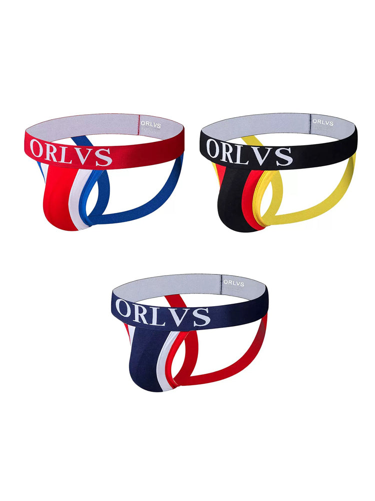 3 Pack Men's U-Pouch Striped Sexy Jockstraps