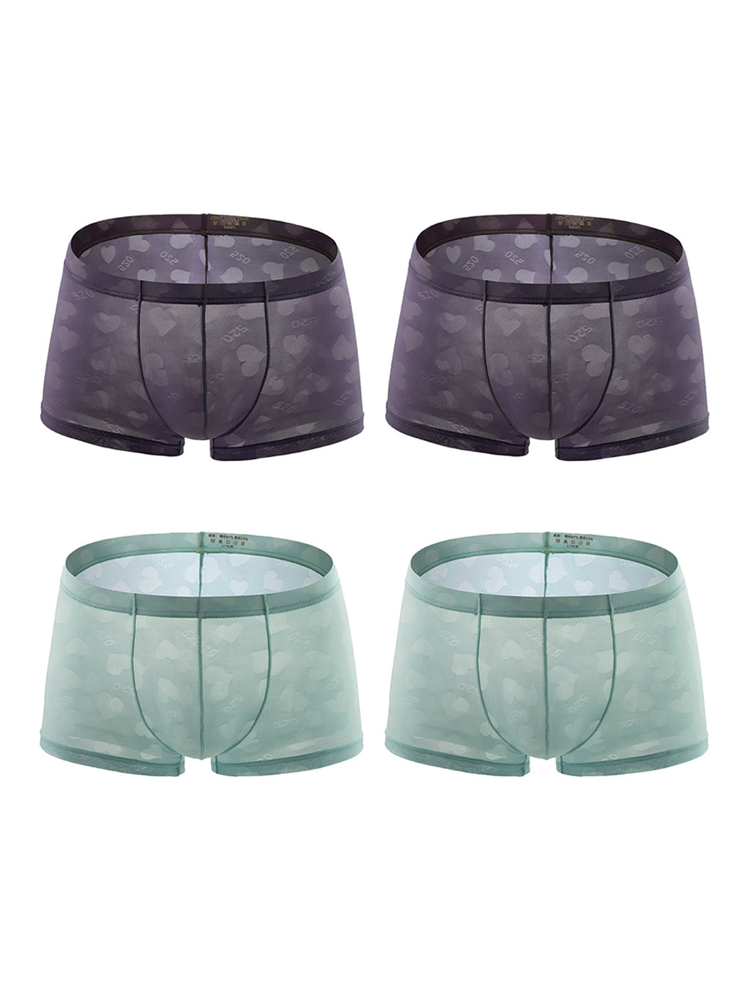4 Pack Men's Sexy Heart Mesh Trunks
