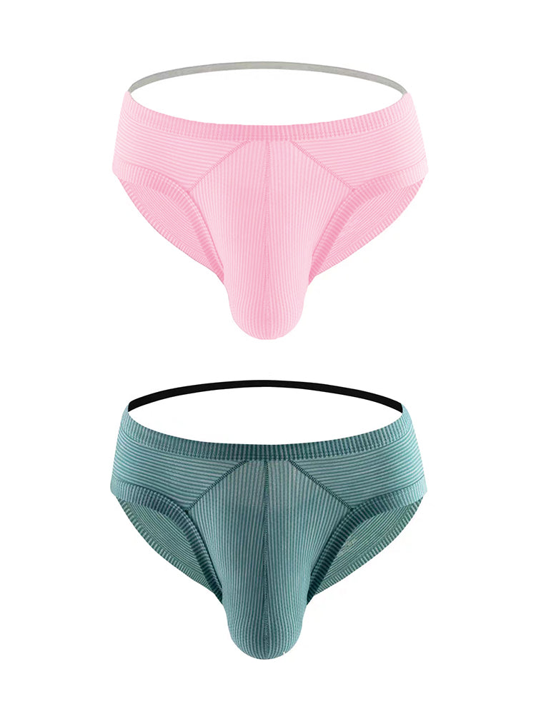 2 Pack Men's Low Rise Back Hollow 3D U-convex Large Pouch T-Back Briefs