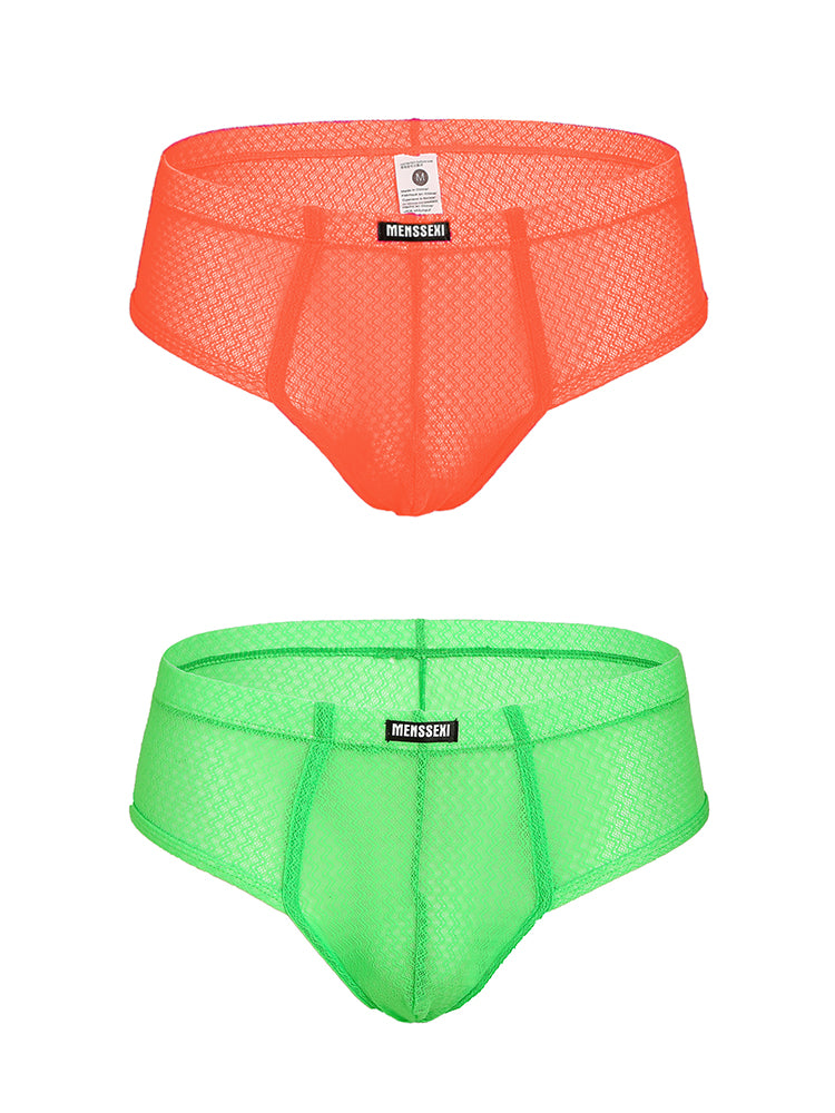 2 Pack Men's Low-Rise Lace Semi-Transparent Trunks