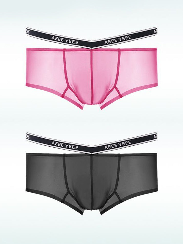 Men's Transparent Ice Silk Waistband Separate Briefs