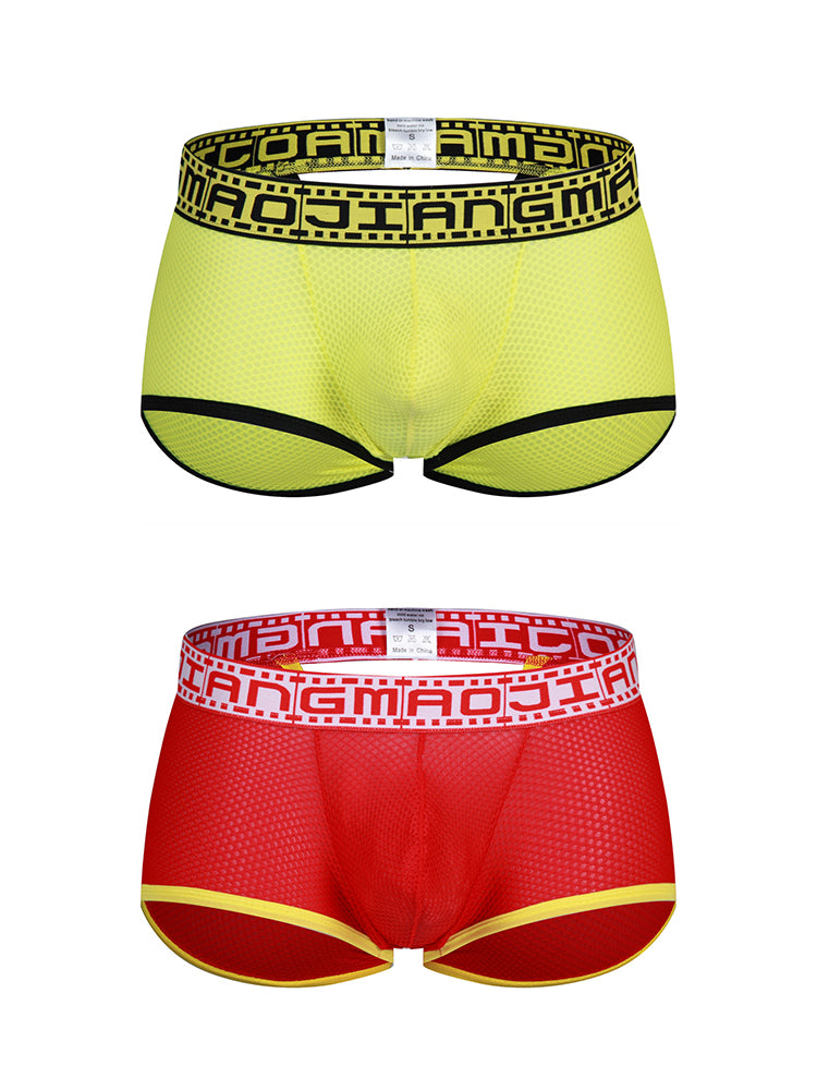 2 Pack Men's Breathable Large Pouch Mesh Fitness Trunks