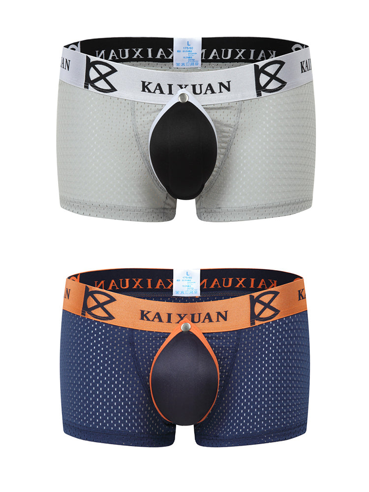 2-pack Men's Sexy Detachable Curled Cup Snap Hip Boxer Briefs