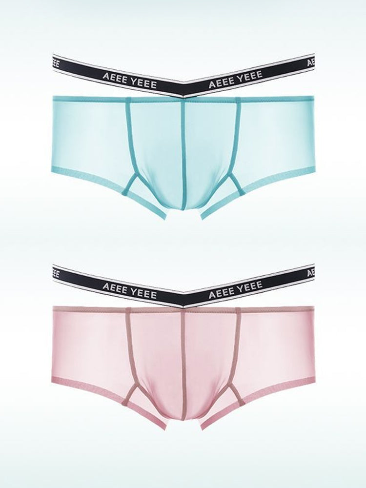 Men's Transparent Ice Silk Waistband Separate Briefs