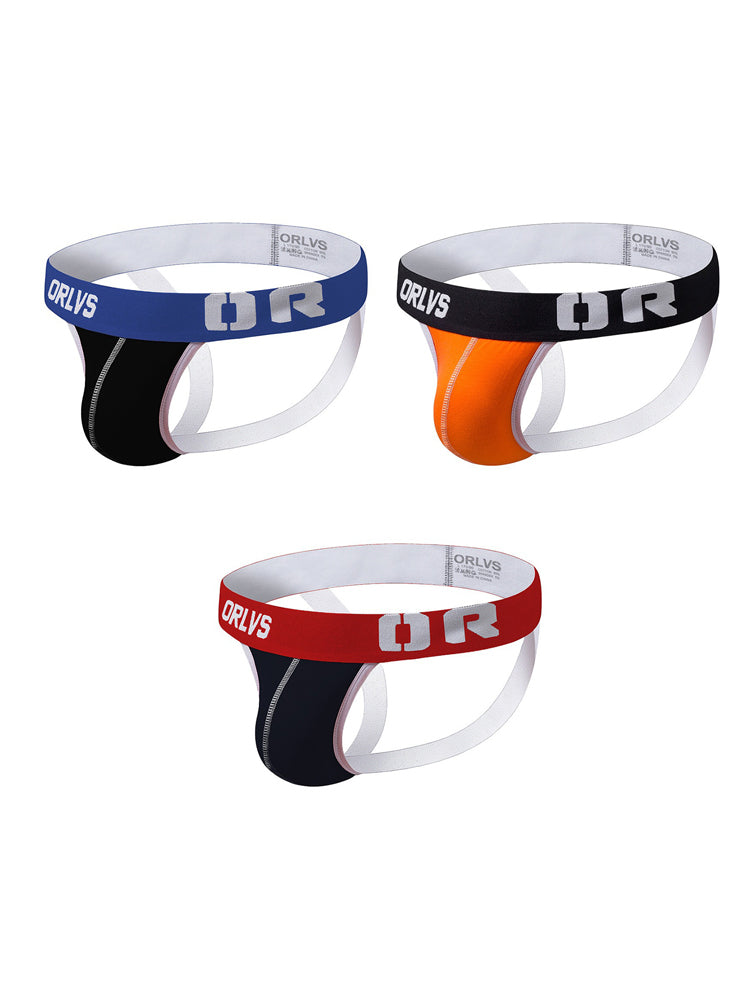 3 Pack Men's U-Pouch Striped Sexy Jockstraps