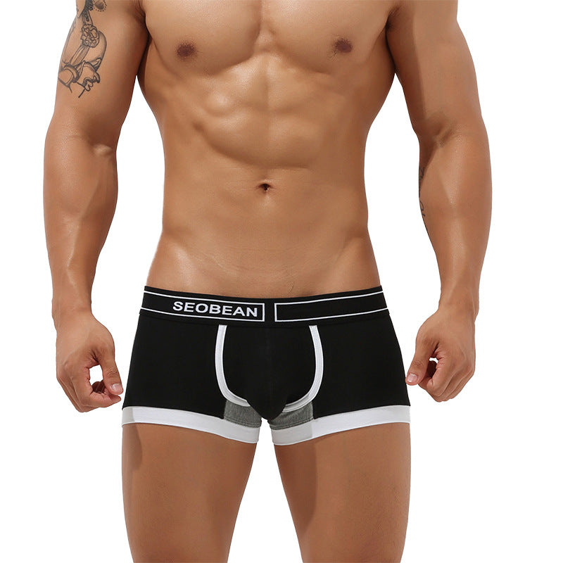 Men's Printed Cotton Low-Rise Bulge Pouch Boxer Briefs