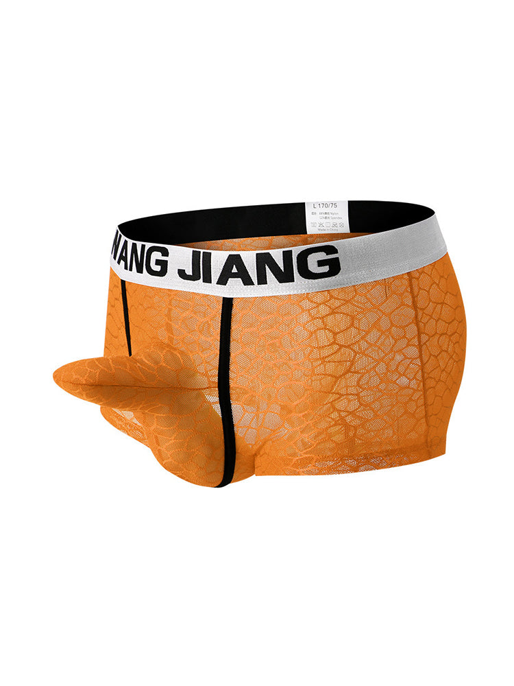 2 Pack Men's Ice Silk Lace Solid Sexy Trunks