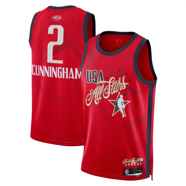 Detroit Pistons #2 Cade Cunningham Red 2026 NBA All-Star Game USA Stars Swingman Jersey