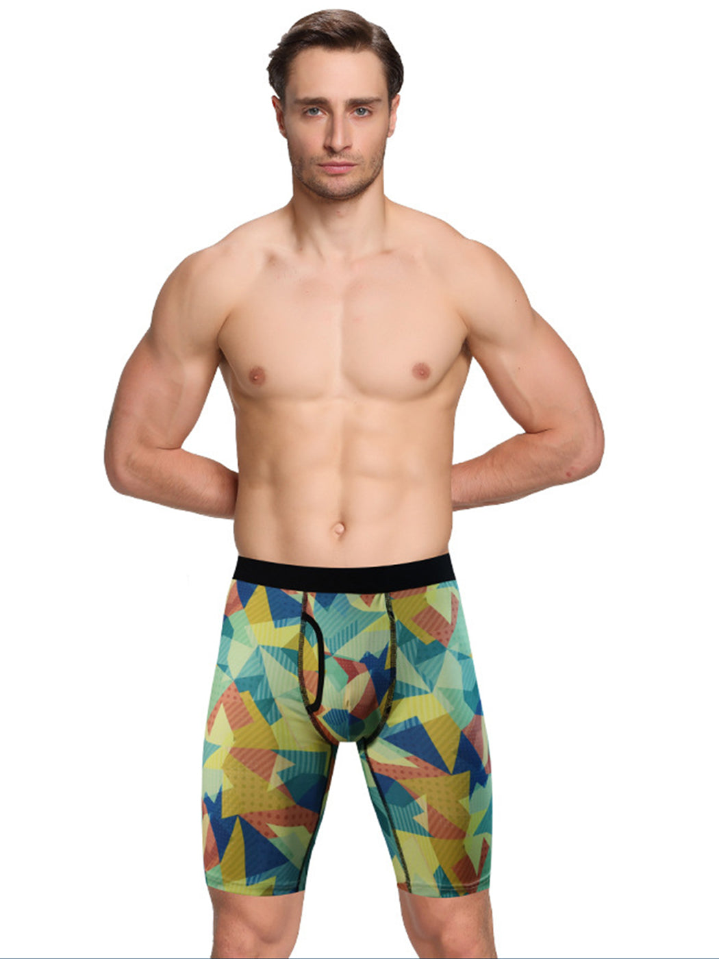 3 Pack Men's Printed Sports Boxer Briefs With Functional Fly