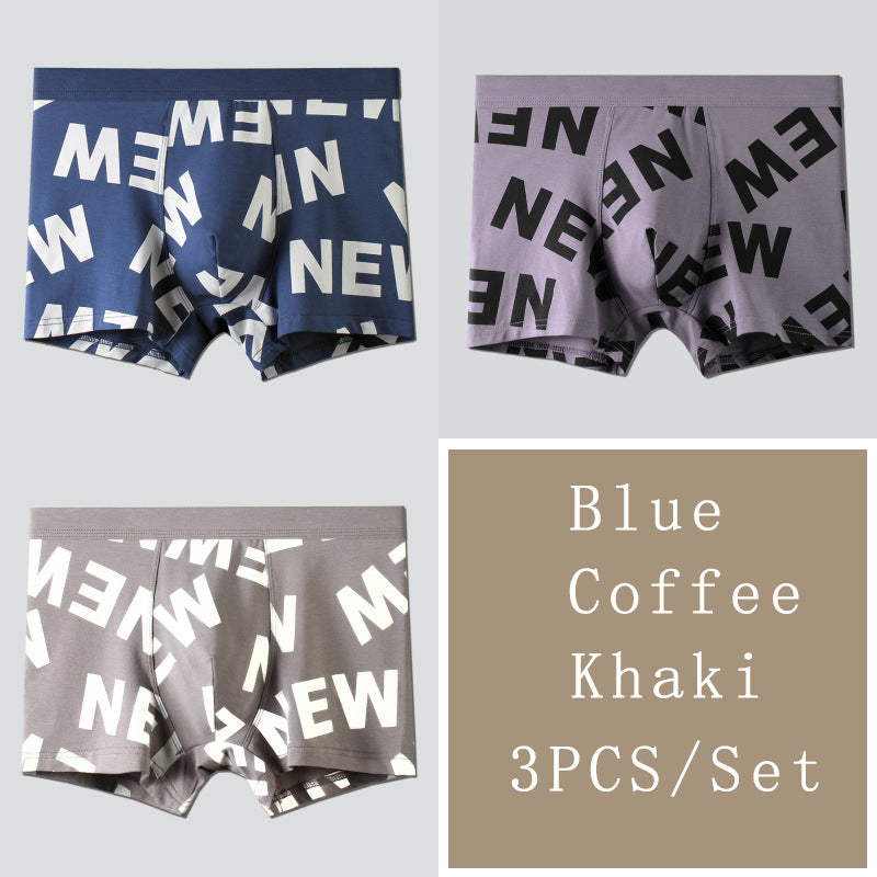 3Pcs Mens Printed U Convex Pouch Boxer Briefs