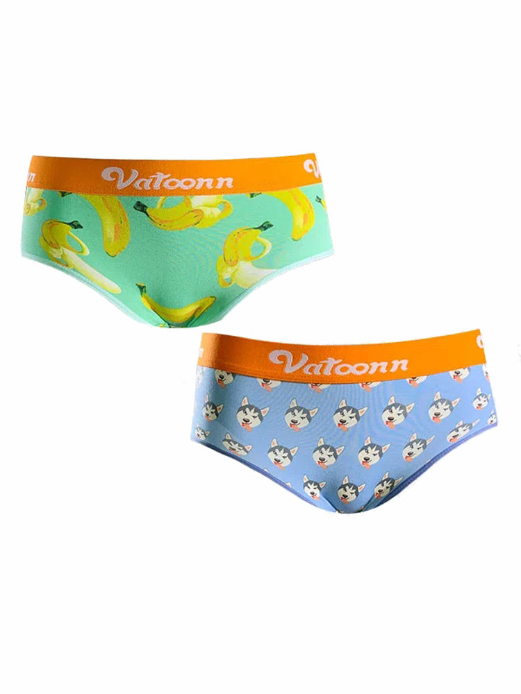 Couple 2 PCS Cotton Cartoon Breathable Underwear